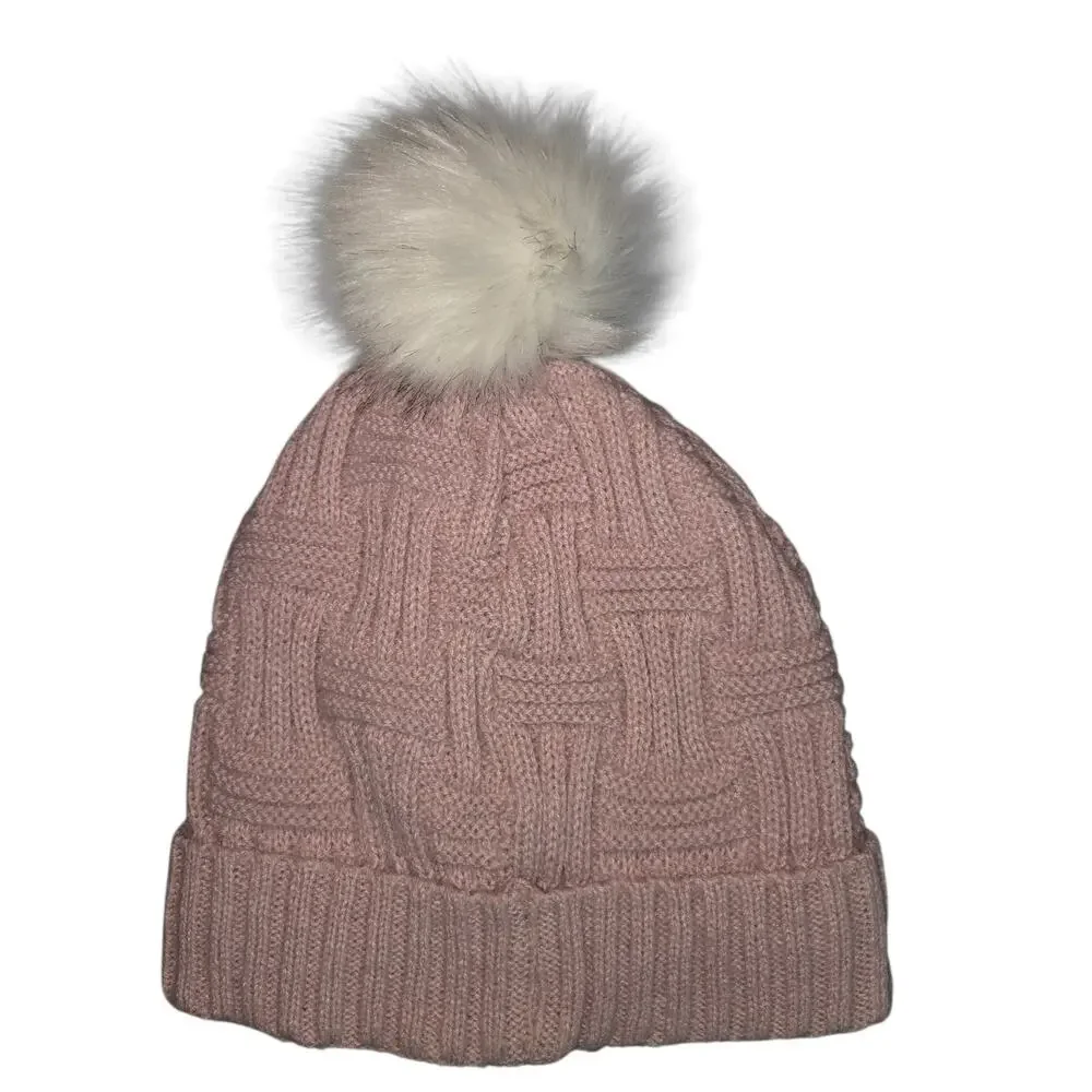 Britts Knits Sherpa Lined Pom Winter Hat Dusty Rose